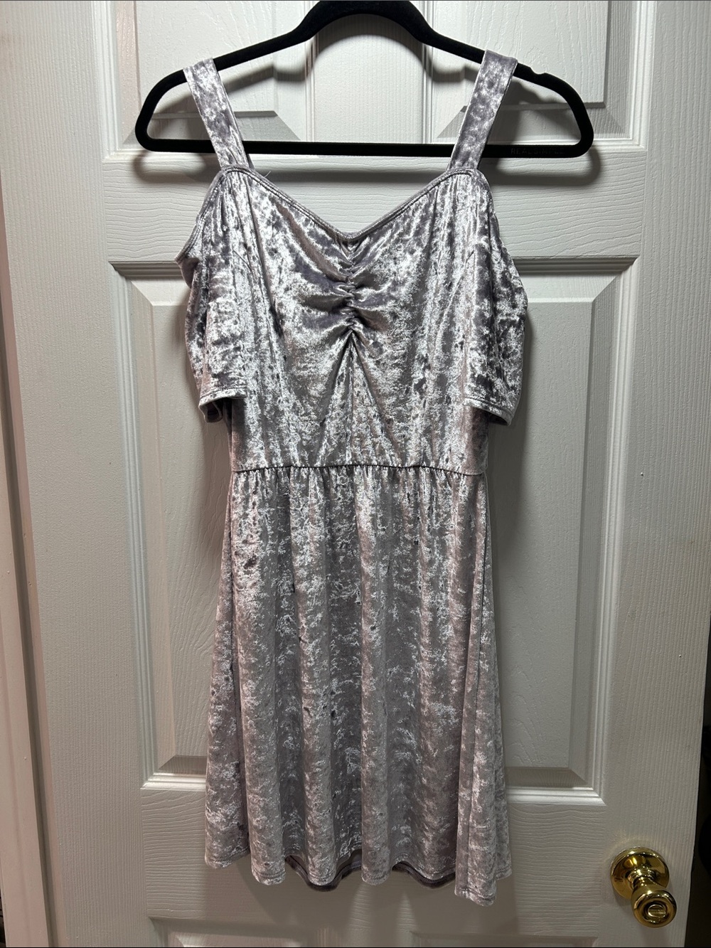 Light Purple Crushed Velvet Cold-Shoulder Dress